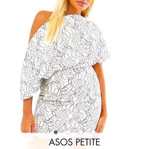 ASOS Design Petite Fallen Shoulder Lace Mini Dress